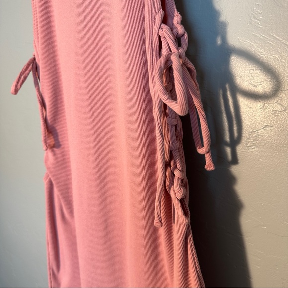 NWOT Thicker Cotton High Neck Side Ties Sleeveless Dress in Soft Pink - Picture 2 of 9